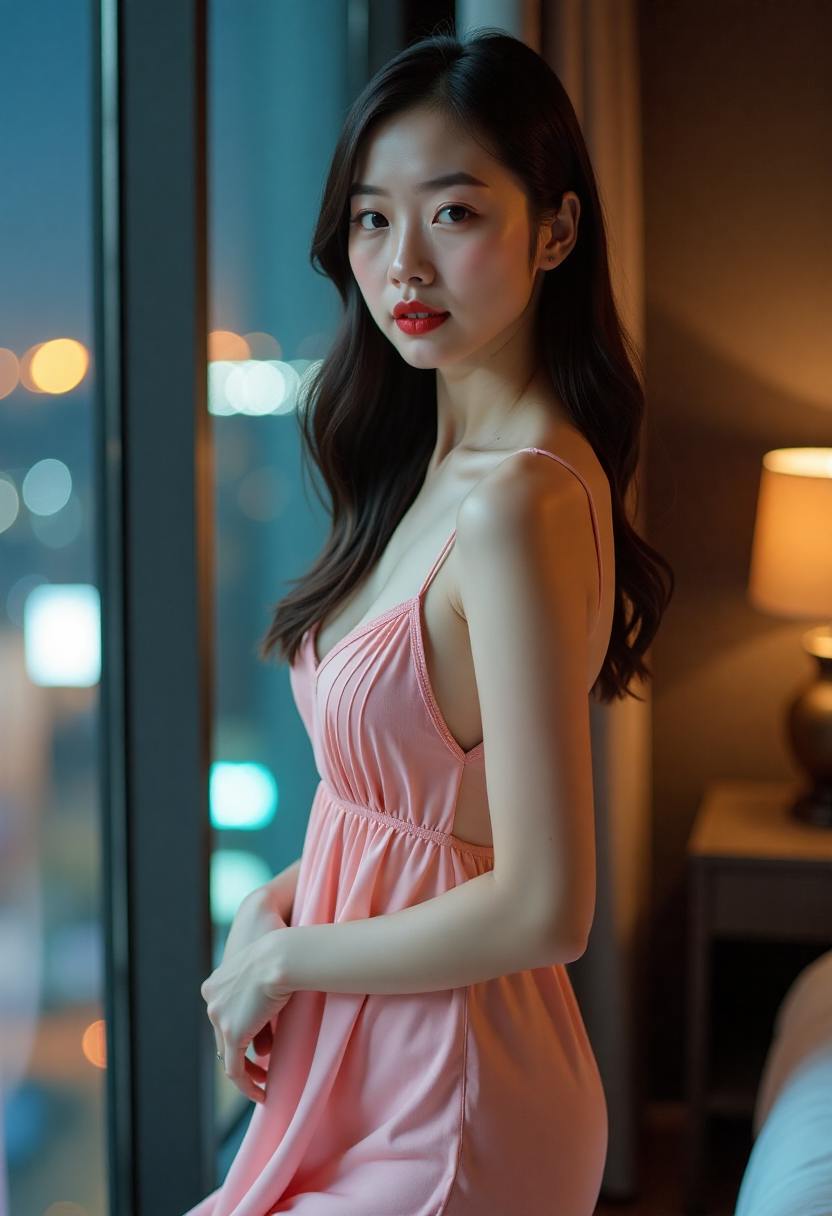 两位女演员在后台隔着镜子交谈